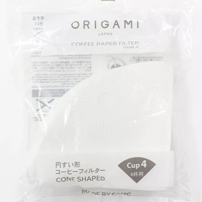 Origami Cup 2 Paper Filters for 1–2 Cup Drippers, 100-Pack.
