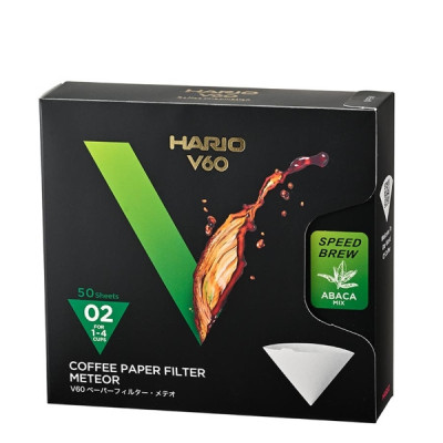 Filtri carta Hario Meteor V60 02 bianchi per caffè filtro – confezione da 50
